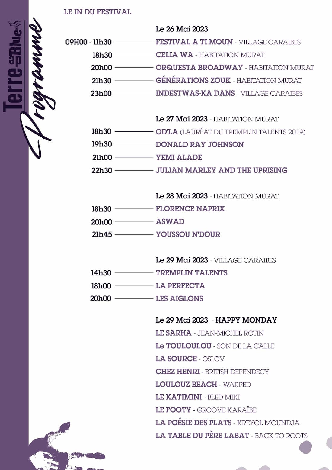 Programmation du In Terre de Blues 2023