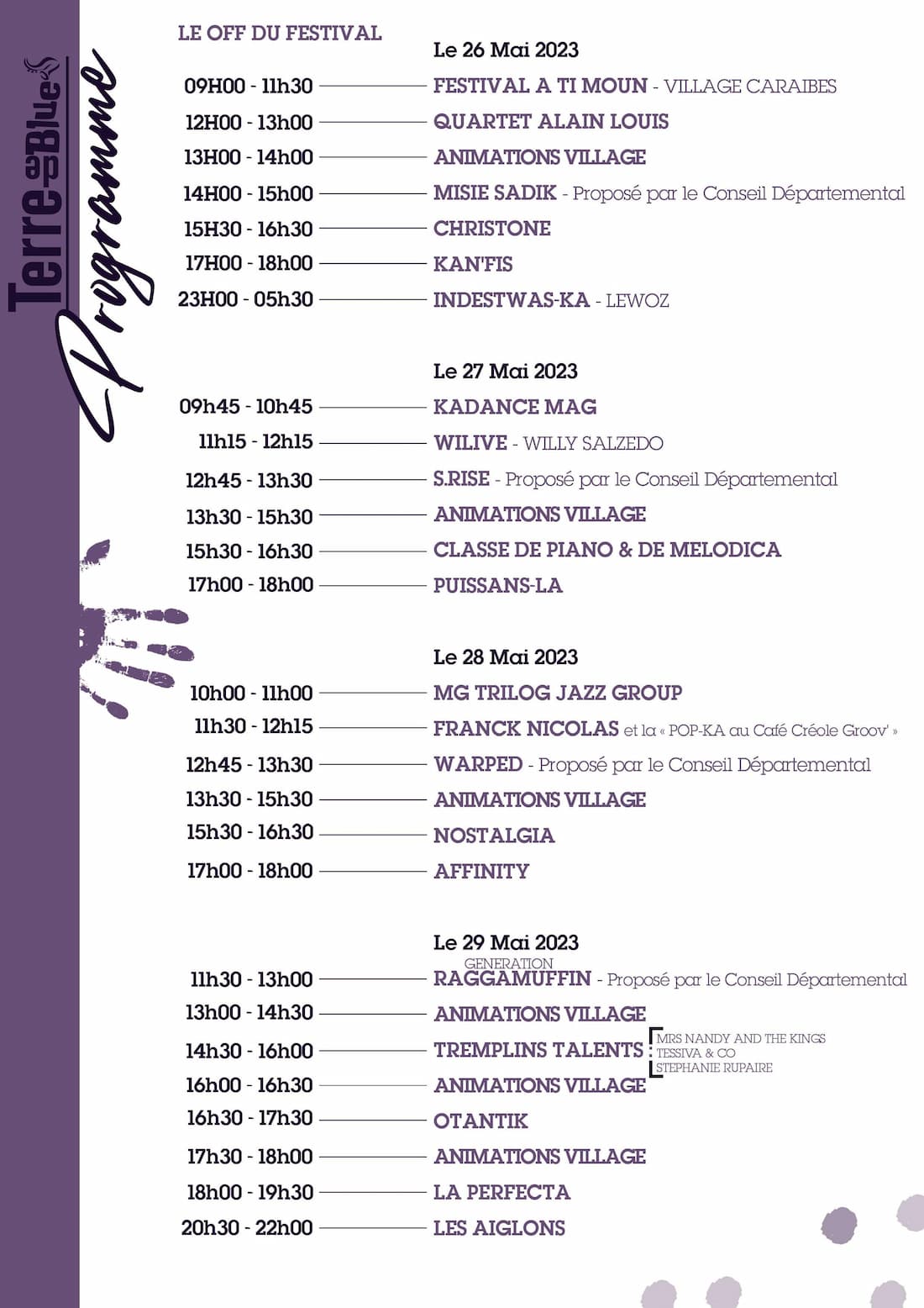 Programmation du Off Terre de Blues 2023